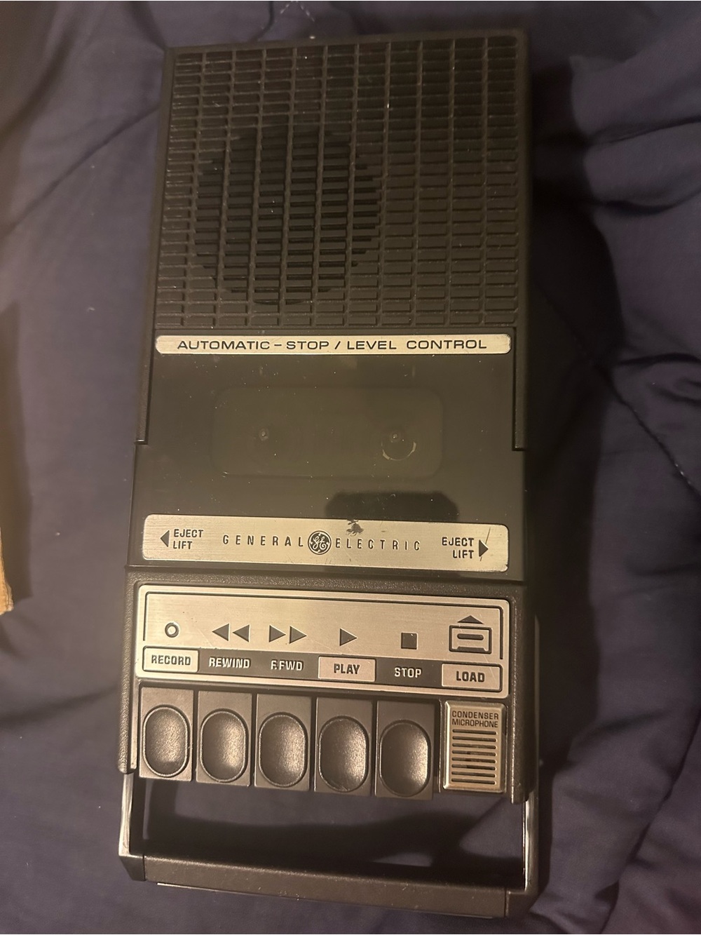Black Portable Cassette Recorder with Level Control General Electric